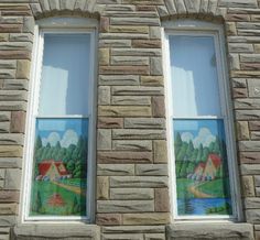 Colorful traditional screen paintings in a formstone rowhouse,  by Tom Lipka